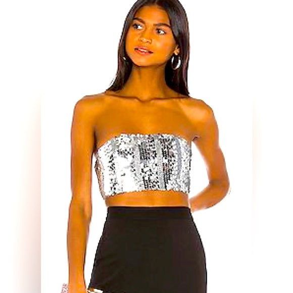 MICHAEL COSTELLO x REVOLVE SEQUINED HARRIS TOP XS - Picture 1 of 4